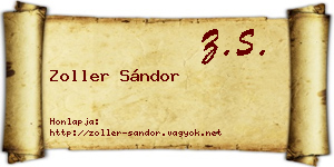 Zoller Sándor névjegykártya